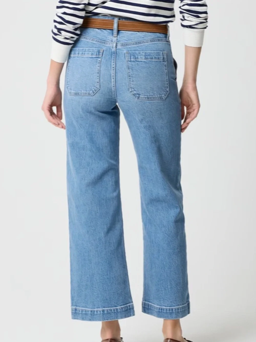 J crew Wide-leg cropped utility-pocket jean in all-day stretch clear sea wash